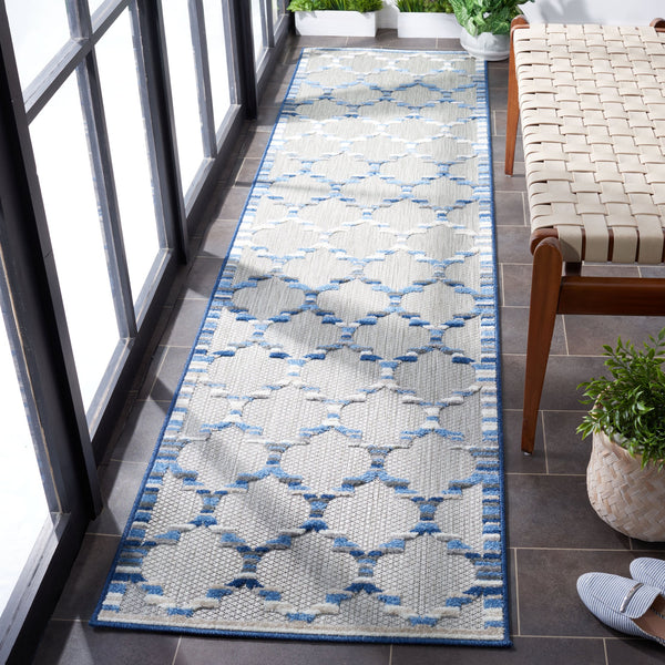 Safavieh Cabana Runner Rug 2'2" X 7'0" - Elegant Grey & Blue Pattern For Indoor/Outdoor Use, Durable Design Grey ,Blue Polypropylene Cbn333g-27