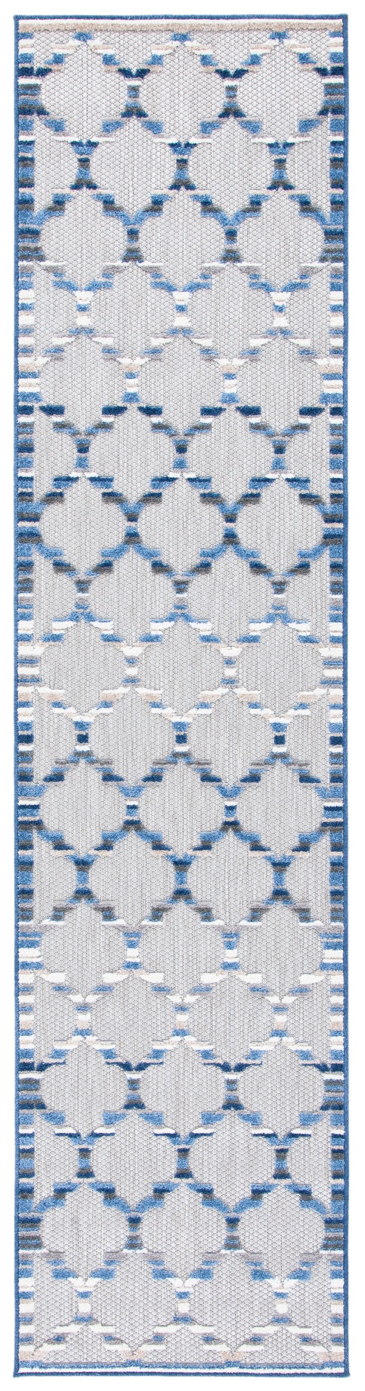 Safavieh Cabana Runner Rug 2'2" X 7'0" - Elegant Grey & Blue Pattern For Indoor/Outdoor Use, Durable Design Grey ,Blue Polypropylene Cbn333g-27