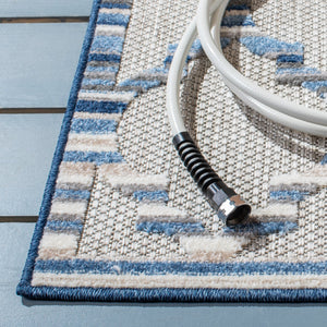 Safavieh Cabana Runner Rug 2'2" X 7'0" - Elegant Grey & Blue Pattern For Indoor/Outdoor Use, Durable Design Grey ,Blue Polypropylene Cbn333g-27