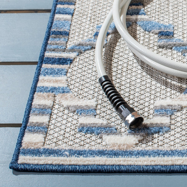 Safavieh Cabana Runner Rug 2'2" X 7'0" - Elegant Grey & Blue Pattern For Indoor/Outdoor Use, Durable Design Grey ,Blue Polypropylene Cbn333g-27