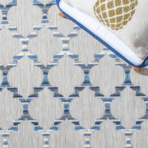 Safavieh Cabana Runner Rug 2'2" X 7'0" - Elegant Grey & Blue Pattern For Indoor/Outdoor Use, Durable Design Grey ,Blue Polypropylene Cbn333g-27