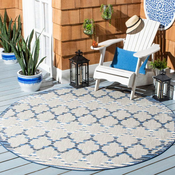 Safavieh Cabana Runner Rug 2'2" X 7'0" - Elegant Grey & Blue Pattern For Indoor/Outdoor Use, Durable Design Grey ,Blue Polypropylene Cbn333g-27