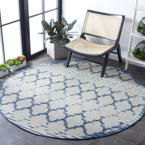 Safavieh Cabana Runner Rug 2'2" X 7'0" - Elegant Grey & Blue Pattern For Indoor/Outdoor Use, Durable Design Grey ,Blue Polypropylene Cbn333g-27