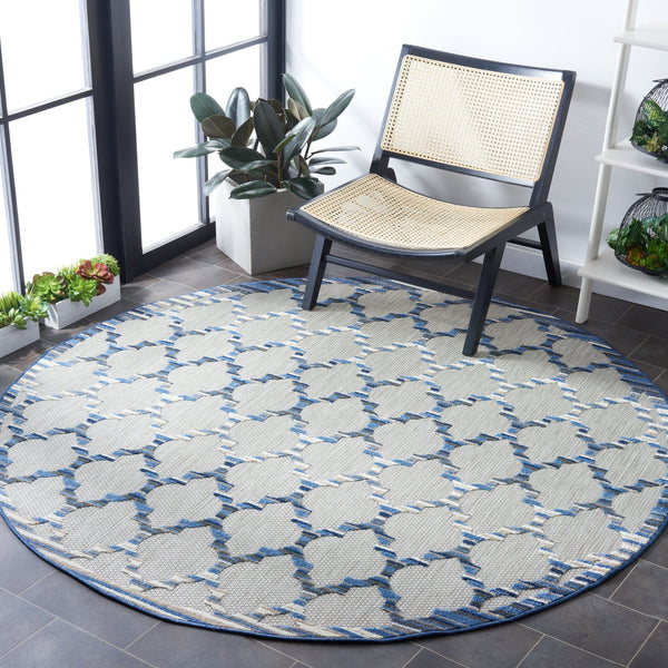 Safavieh Cabana Runner Rug 2'2" X 7'0" - Elegant Grey & Blue Pattern For Indoor/Outdoor Use, Durable Design Grey ,Blue Polypropylene Cbn333g-27