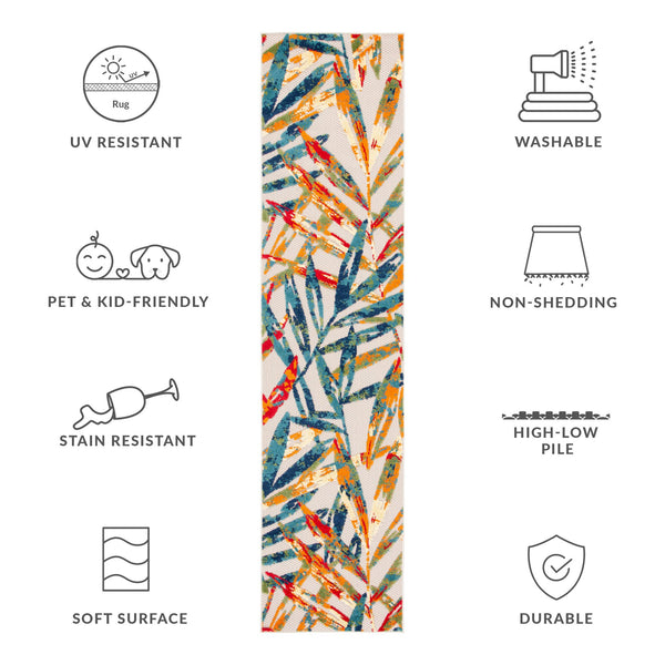 Safavieh Cabana Indoor/Outdoor Area Rug - Stylish, Durable, And Versatile For Any Space With Abstract Design Ivory ,Navy Polypropylene Cbn368a-3sq