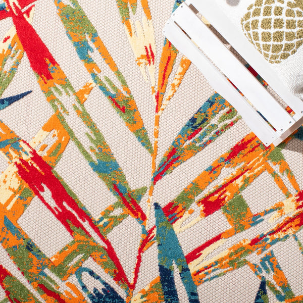 Safavieh Cabana Indoor/Outdoor Area Rug - Stylish, Durable, And Versatile For Any Space With Abstract Design Ivory ,Navy Polypropylene Cbn368a-3sq