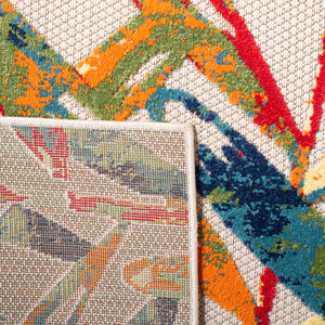 Safavieh Cabana Indoor/Outdoor Area Rug - Stylish, Durable, And Versatile For Any Space With Abstract Design Ivory ,Navy Polypropylene Cbn368a-3sq