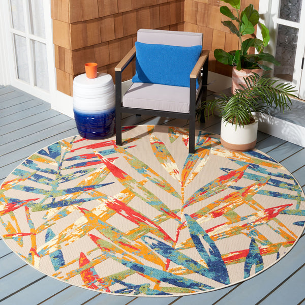 Safavieh Cabana Indoor/Outdoor Area Rug - Stylish, Durable, And Versatile For Any Space With Abstract Design Ivory ,Navy Polypropylene Cbn368a-3sq