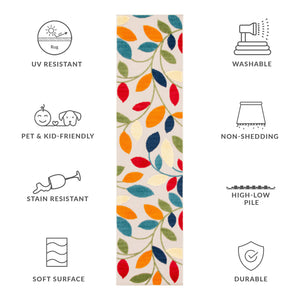 Safavieh Cabana Vibrant Leaf Pattern Area Rug For Indoor And Outdoor Spaces - Durable, Easy To Clean Design Ivory ,Green Polypropylene Cbn369a-3