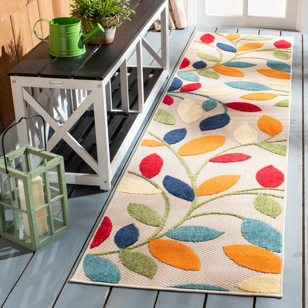 Safavieh Cabana Vibrant Leaf Pattern Area Rug For Indoor And Outdoor Spaces - Durable, Easy To Clean Design Ivory ,Green Polypropylene Cbn369a-3
