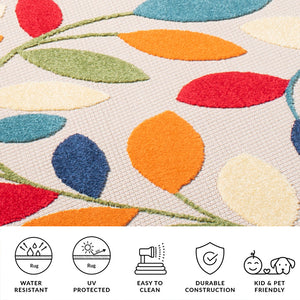 Safavieh Cabana Vibrant Leaf Pattern Area Rug For Indoor And Outdoor Spaces - Durable, Easy To Clean Design Ivory ,Green Polypropylene Cbn369a-3