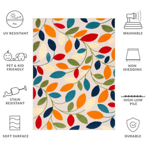 Safavieh Cabana Vibrant Leaf Pattern Area Rug For Indoor And Outdoor Spaces - Durable, Easy To Clean Design Ivory ,Green Polypropylene Cbn369a-3