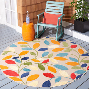 Safavieh Cabana Vibrant Leaf Pattern Area Rug For Indoor And Outdoor Spaces - Durable, Easy To Clean Design Ivory ,Green Polypropylene Cbn369a-3
