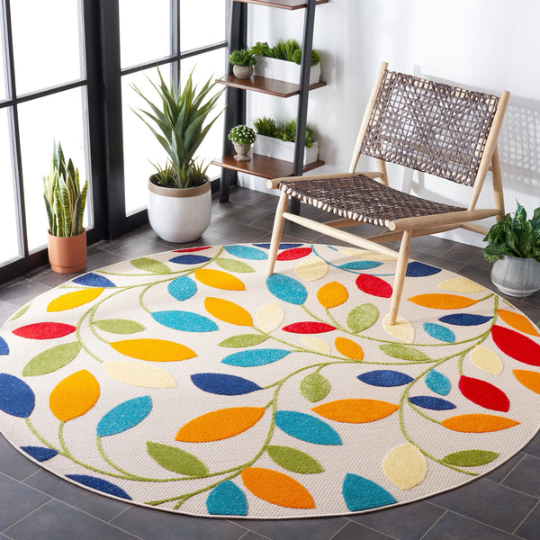 Safavieh Cabana Vibrant Leaf Pattern Area Rug For Indoor And Outdoor Spaces - Durable, Easy To Clean Design Ivory ,Green Polypropylene Cbn369a-3