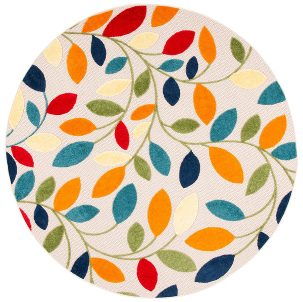 Safavieh Cabana Vibrant Leaf Pattern Area Rug For Indoor And Outdoor Spaces - Durable, Easy To Clean Design Ivory ,Green Polypropylene Cbn369a-3