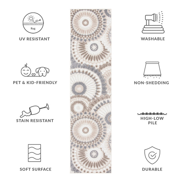 Safavieh Cabana Exquisite Grey/Ivory Area Rug - Timeless Medallion Design For Indoor & Outdoor Elegance Grey ,Ivory Polypropylene Cbn382f-3