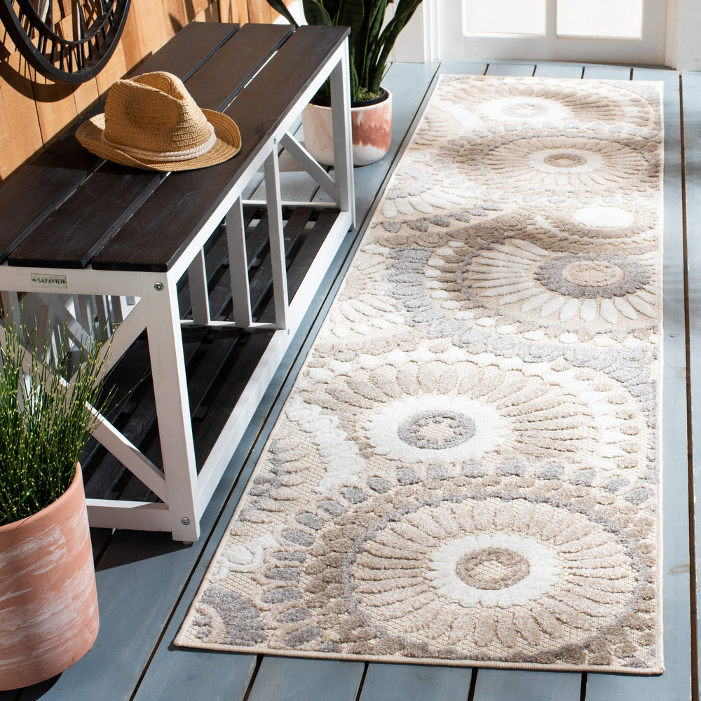 Safavieh Cabana Modern Geometric Grey Ivory Area Rug — Power-Loomed Turkey, Low-Profile Durable Design 10'-0" x 14'-0" CBN382F-10