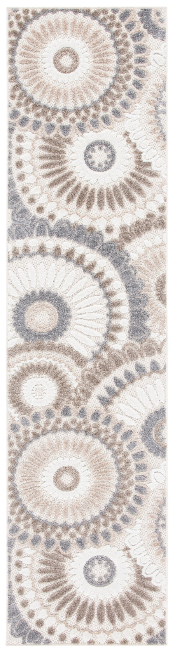 Safavieh Cabana Modern Grey Ivory Runner Rug For Hallways — Durable Power‑Loomed Polypropylene, Low‑Pile 2'-2" x 15'-0" CBN382F-215