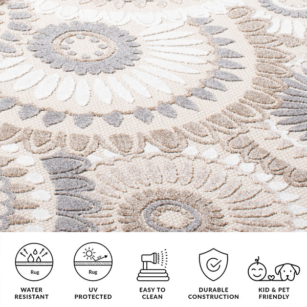 Safavieh Cabana Exquisite Grey/Ivory Area Rug - Timeless Medallion Design For Indoor & Outdoor Elegance Grey ,Ivory Polypropylene Cbn382f-3