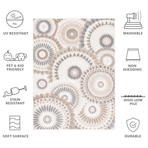 Safavieh Cabana Exquisite Grey/Ivory Area Rug - Timeless Medallion Design For Indoor & Outdoor Elegance Grey ,Ivory Polypropylene Cbn382f-3