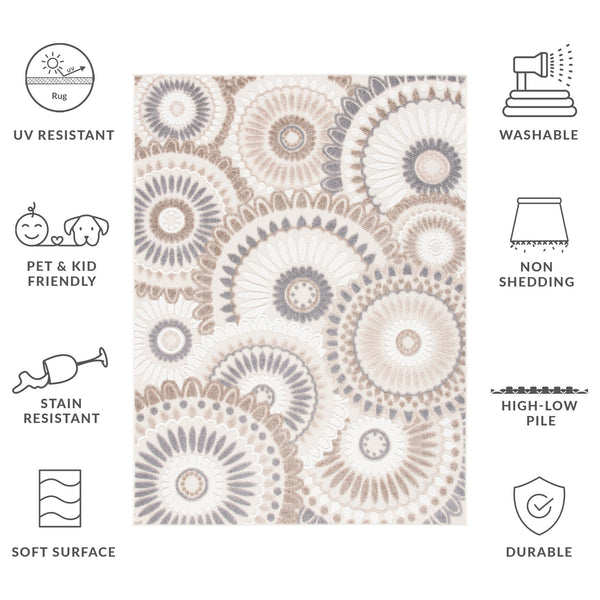 Safavieh Cabana Exquisite Grey/Ivory Area Rug - Timeless Medallion Design For Indoor & Outdoor Elegance Grey ,Ivory Polypropylene Cbn382f-3