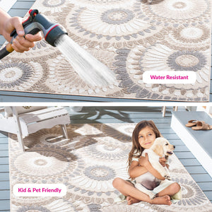 Safavieh Cabana Exquisite Grey/Ivory Area Rug - Timeless Medallion Design For Indoor & Outdoor Elegance Grey ,Ivory Polypropylene Cbn382f-3