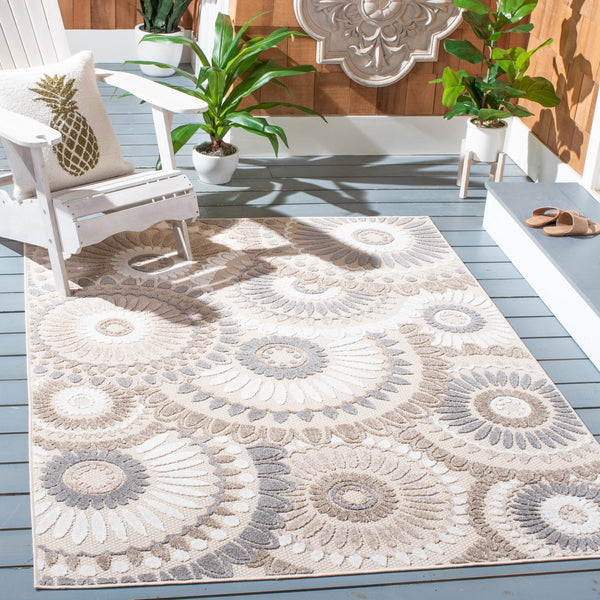 Safavieh Cabana Modern Geometric Grey Ivory Area Rug — Power-Loomed Turkey, Low-Profile Durable Design 10'-0" x 14'-0" CBN382F-10