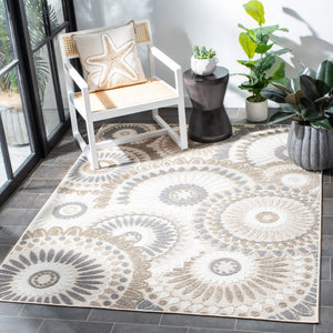 Safavieh Cabana Modern Grey Ivory Runner Rug For Hallways — Durable Power‑Loomed Polypropylene, Low‑Pile 2'-2" x 15'-0" CBN382F-215