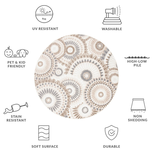 Safavieh Cabana Exquisite Grey/Ivory Area Rug - Timeless Medallion Design For Indoor & Outdoor Elegance Grey ,Ivory Polypropylene Cbn382f-3