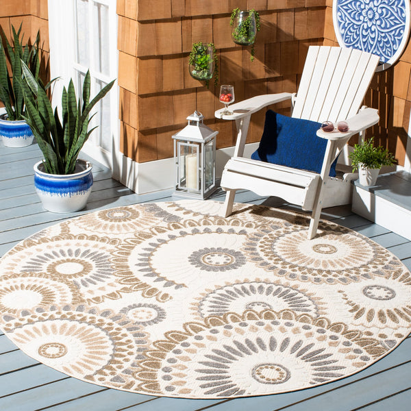 Safavieh Cabana Exquisite Grey/Ivory Area Rug - Timeless Medallion Design For Indoor & Outdoor Elegance Grey ,Ivory Polypropylene Cbn382f-3