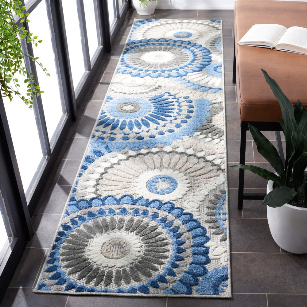 Safavieh Cabana 382 Power Loomed Indoor / Outdoor Rug Grey / Blue 5'-3" x 5'-3" Square