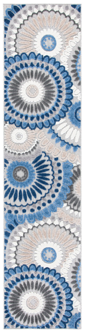 Safavieh Cabana Contemporary Runner 2'2"X15' In Grey-Blue — Low-Profile 1/4" Pile, Durable Power-Loomed Turkey Craftsmanship CBN382G-215