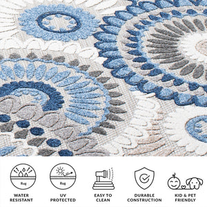 Safavieh Cabana Exquisite Grey/Ivory Area Rug - Timeless Medallion Design For Indoor & Outdoor Elegance Grey ,Blue Polypropylene Cbn382g-213