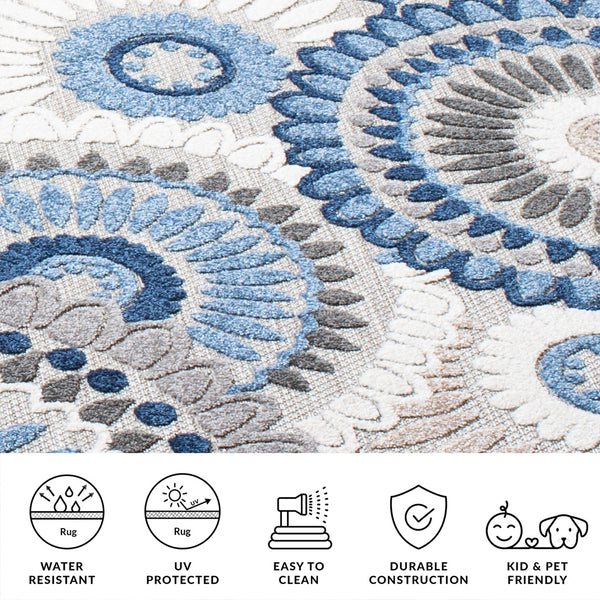 Safavieh Cabana Exquisite Grey/Ivory Area Rug - Timeless Medallion Design For Indoor & Outdoor Elegance Grey ,Blue Polypropylene Cbn382g-213