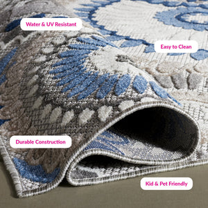 Safavieh Cabana Exquisite Grey/Ivory Area Rug - Timeless Medallion Design For Indoor & Outdoor Elegance Grey ,Blue Polypropylene Cbn382g-213