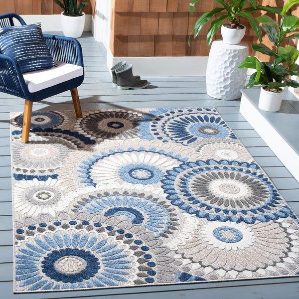 Safavieh Cabana Contemporary Runner 2'2"X15' In Grey-Blue — Low-Profile 1/4" Pile, Durable Power-Loomed Turkey Craftsmanship CBN382G-215