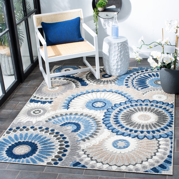 Safavieh Cabana Contemporary Runner 2'2"X15' In Grey-Blue — Low-Profile 1/4" Pile, Durable Power-Loomed Turkey Craftsmanship CBN382G-215
