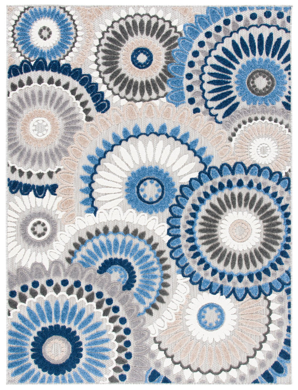 Safavieh Cabana Contemporary Runner 2'2"X15' In Grey-Blue — Low-Profile 1/4" Pile, Durable Power-Loomed Turkey Craftsmanship CBN382G-215