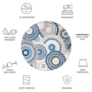 Safavieh Cabana Exquisite Grey/Ivory Area Rug - Timeless Medallion Design For Indoor & Outdoor Elegance Grey ,Blue Polypropylene Cbn382g-213