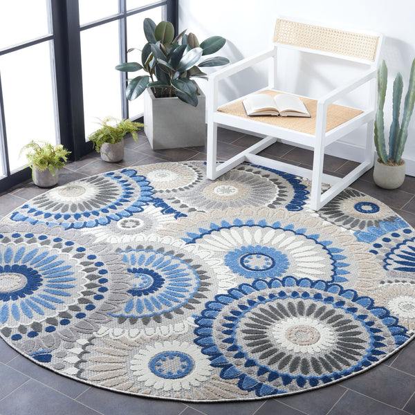 Safavieh Cabana Exquisite Grey/Ivory Area Rug - Timeless Medallion Design For Indoor & Outdoor Elegance Grey ,Blue Polypropylene Cbn382g-213