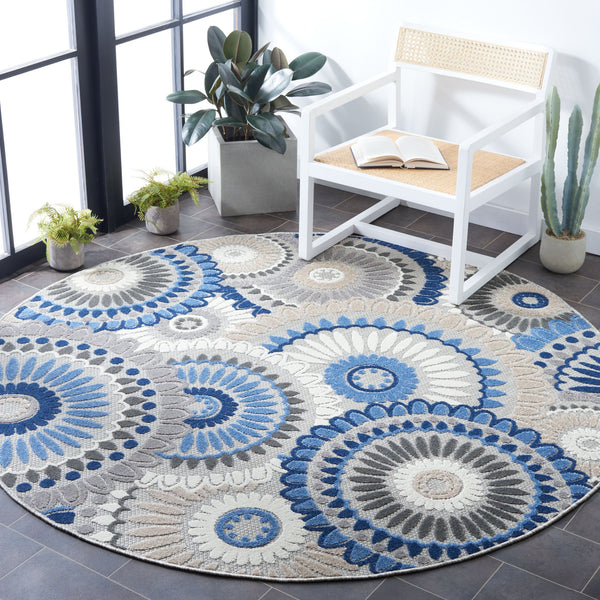 Safavieh Cabana Contemporary Runner 2'2"X15' In Grey-Blue — Low-Profile 1/4" Pile, Durable Power-Loomed Turkey Craftsmanship CBN382G-215