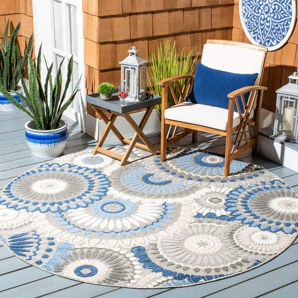 Safavieh Cabana Contemporary Runner 2'2"X15' In Grey-Blue — Low-Profile 1/4" Pile, Durable Power-Loomed Turkey Craftsmanship CBN382G-215