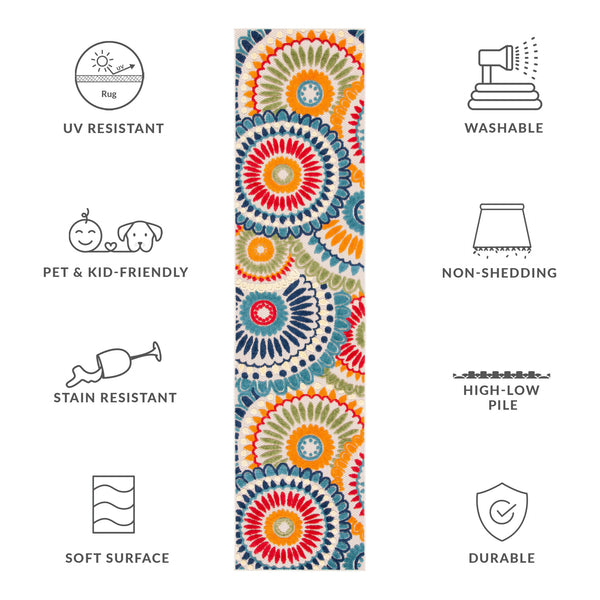 Safavieh Cabana Exquisite Grey/Ivory Area Rug - Timeless Medallion Design For Indoor & Outdoor Elegance Blue ,Ivory Polypropylene Cbn382m-217