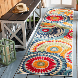 Safavieh Cabana 382 Power Loomed Indoor / Outdoor Rug Blue / Ivory 2'-2" x 13'