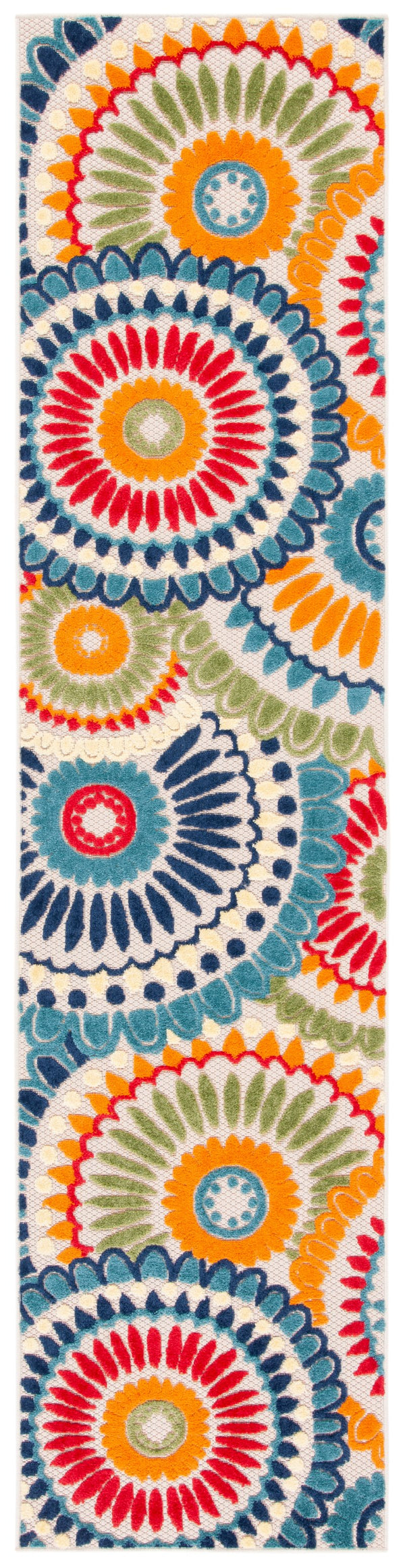 Safavieh Cabana Contemporary Blue And Ivory Area Rug — Power-Loomed Turkey, Stain-Resistant Polypropylene, Low Pile Durable Design For Modern Living Spaces 9'-0" x 9'-0" CBN382M-9SQ
