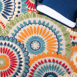 Safavieh Cabana Exquisite Grey/Ivory Area Rug - Timeless Medallion Design For Indoor & Outdoor Elegance Blue ,Ivory Polypropylene Cbn382m-217