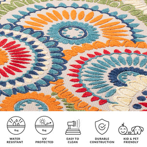 Safavieh Cabana Exquisite Grey/Ivory Area Rug - Timeless Medallion Design For Indoor & Outdoor Elegance Blue ,Ivory Polypropylene Cbn382m-217