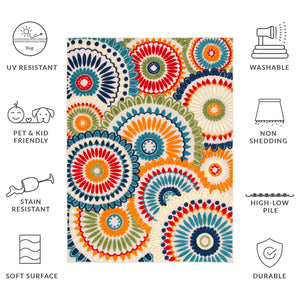 Safavieh Cabana Exquisite Grey/Ivory Area Rug - Timeless Medallion Design For Indoor & Outdoor Elegance Blue ,Ivory Polypropylene Cbn382m-217