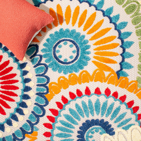 Safavieh Cabana Exquisite Grey/Ivory Area Rug - Timeless Medallion Design For Indoor & Outdoor Elegance Blue ,Ivory Polypropylene Cbn382m-217