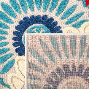 Safavieh Cabana Exquisite Grey/Ivory Area Rug - Timeless Medallion Design For Indoor & Outdoor Elegance Blue ,Ivory Polypropylene Cbn382m-217